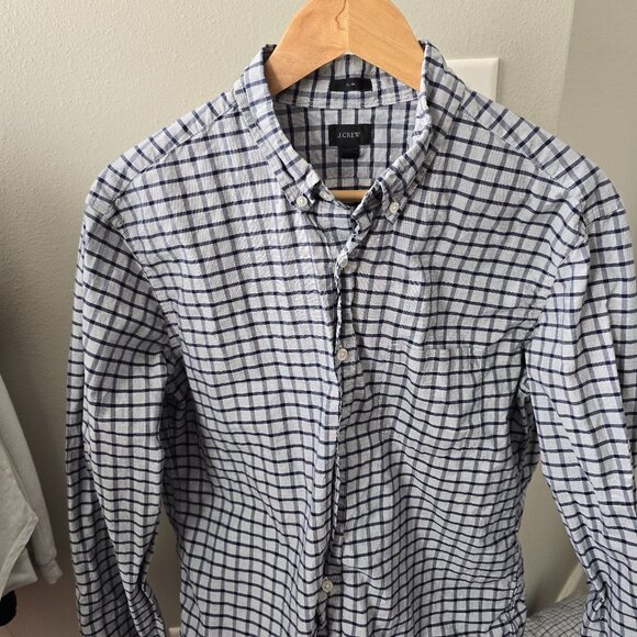 J. Crew Other - J.Crew Button Up Shirt Men's Long Sleeve Blue Grey Plaid Cotton Casual. Sz L